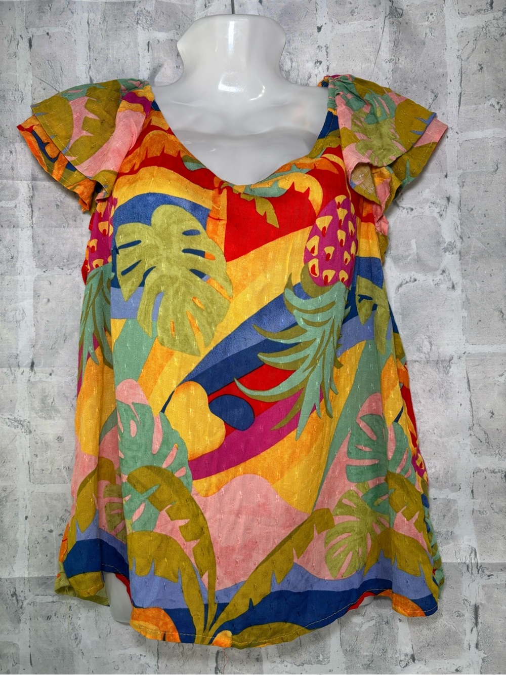 Christian Siriano Multicolor Tropical Print Blouse NWT